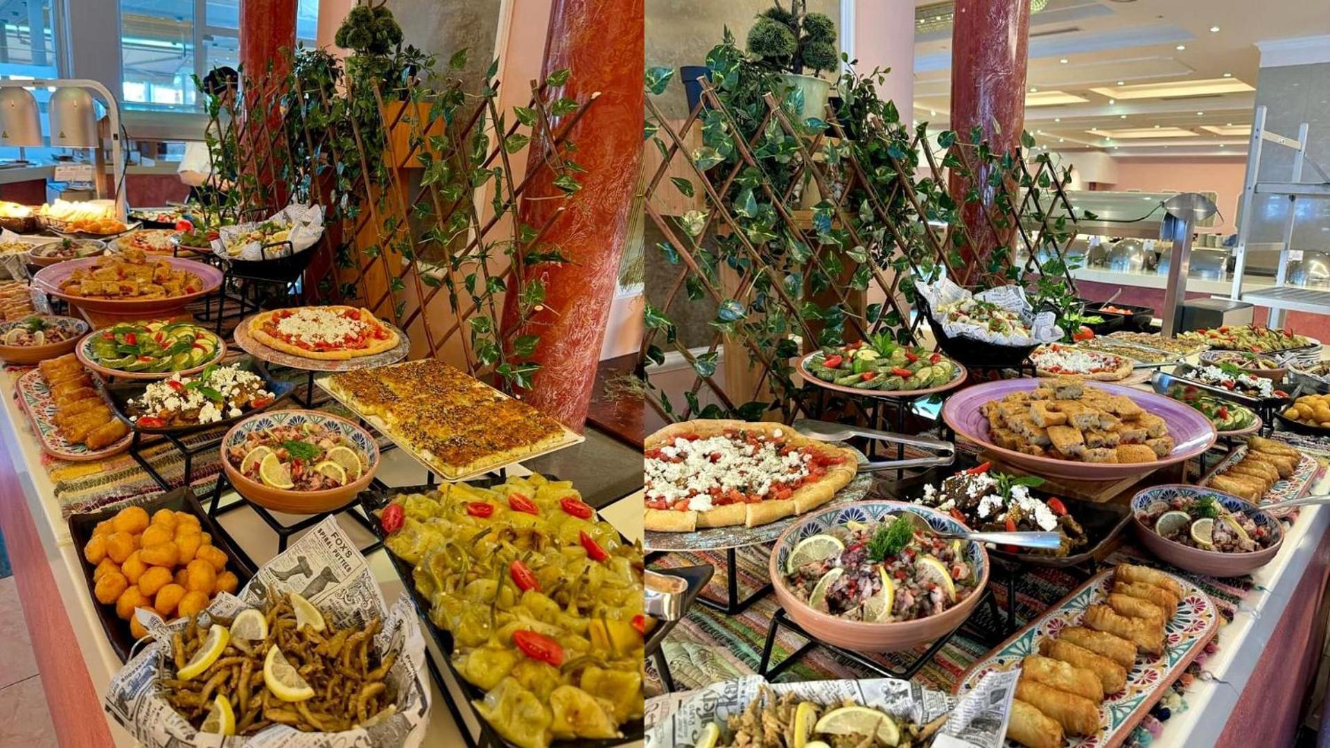 Rodos Palladium Leisure&Wellness Kallithéa Esterno foto A buffet at a hotel
